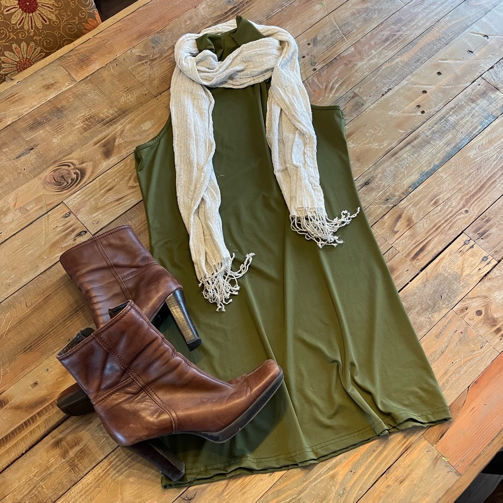 Fitted Olive Green Turtle Neck Dress | OS (one size fits most)